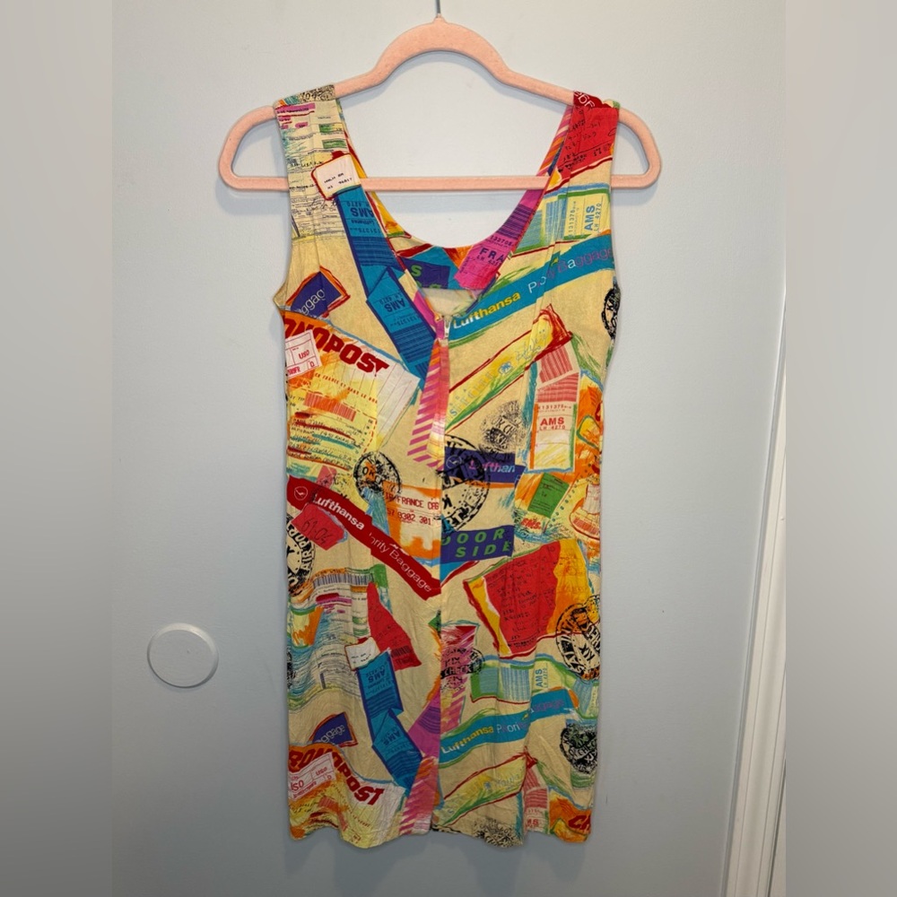 Jams World Retro Lufthansa Airline Ticket Print Vintage Mini Dress Size 3 - Picture 5 of 7